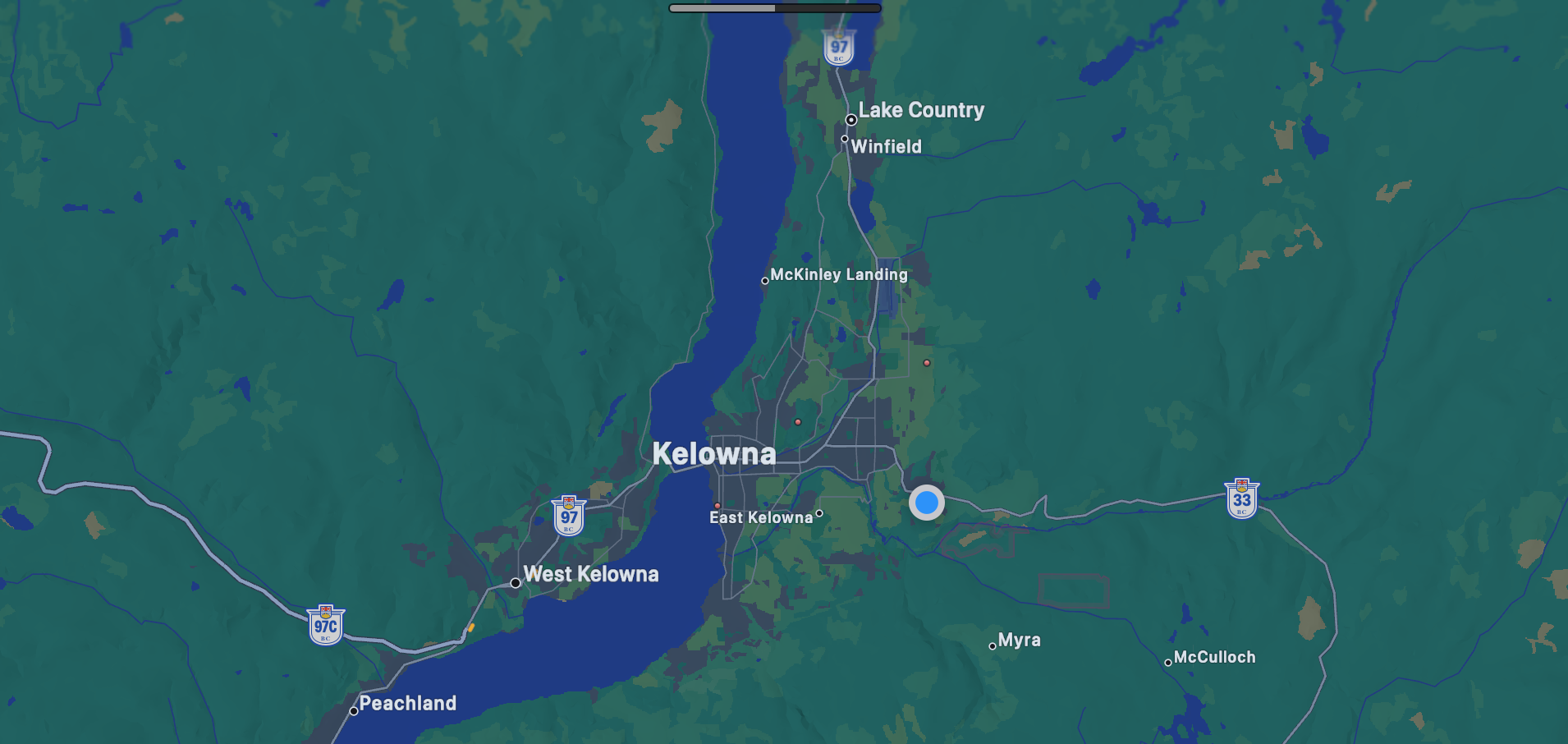 Map showing Tyler Construction service areas including Kelowna, West Kelowna, Lake Country, and Peachland